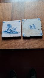 2 Oude Delft Blauwe Tegeltjes 13x13cm, Ophalen of Verzenden