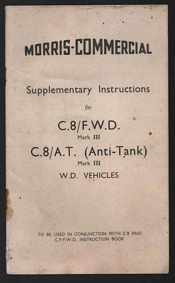 MORRIS ~ Suppl. Instructions C.8 / F.W.D MARK III & C8 / A.T beschikbaar voor biedingen
