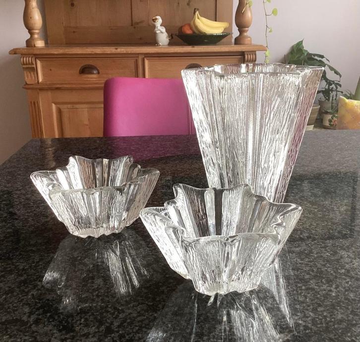 Vaas, waxinelichtjes, glas, Daum Nancy, D'Avesn, vintage, Antiek en Kunst, Antiek | Glas en Kristal, Ophalen