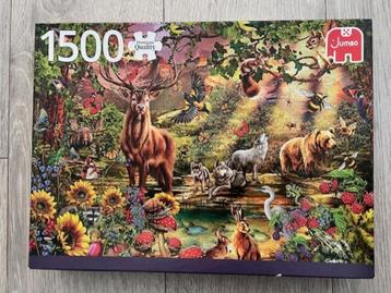 Jumbo puzzel - 1500 st - magisch bos - dieren - als nieuw beschikbaar voor biedingen