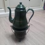 Vintage groene emaille theepot op rechaud, Ophalen