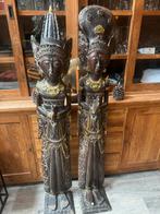 handgesneden Balinese houten beeld tempelwachters m bladgoud, Antiek en Kunst, Kunst | Beelden en Houtsnijwerken, Ophalen of Verzenden
