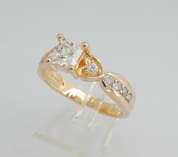 14 karaat Gouden Ring Princess Hartjes - Damesring M18 beschikbaar voor biedingen
