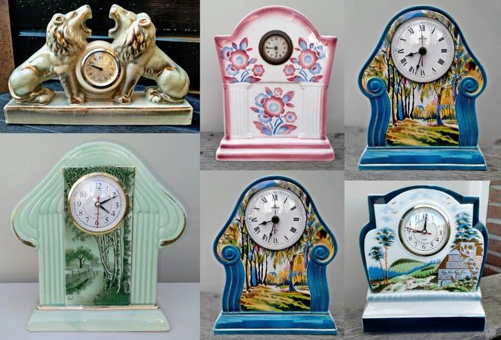 5x Antiek Keramieken Klok Tafelklok Mantelklok - Zie Omschr, Antiek en Kunst, Antiek | Overige Antiek, Ophalen of Verzenden