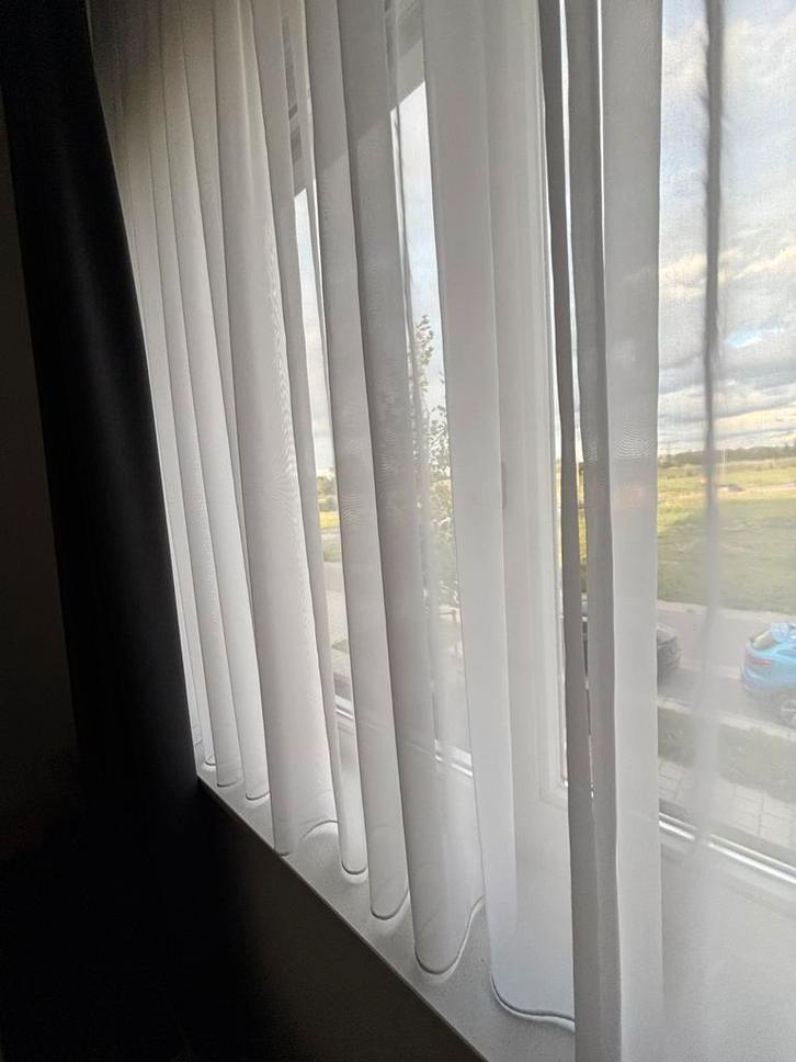 Glasgordijnen, 3 delen, Huis en Inrichting, Stoffering | Gordijnen en Lamellen, Zo goed als nieuw, 100 tot 150 cm, 200 cm of meer