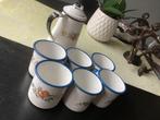 Vintage 7 delige emaille koffie set, Antiek en Kunst, Ophalen of Verzenden