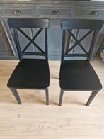 2 Zwarte Ikea Ingolf Stoelen - Gebruikt, Huis en Inrichting, Stoelen, Ophalen, Gebruikt, Twee, Zwart
