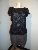 Marccain jurk lijfje zwarte kant wollige rok gemelleerd N5