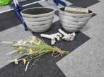 Potten 2 x + accecoires, Tuin en Terras, Rond, Ophalen of Verzenden, Zo goed als nieuw, Aardewerk