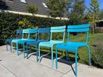6x Fermob Luxembourg stoelen – blauwgroene mix - Euro 1.100, Ophalen, Zo goed als nieuw, Aluminium, Stapelbaar