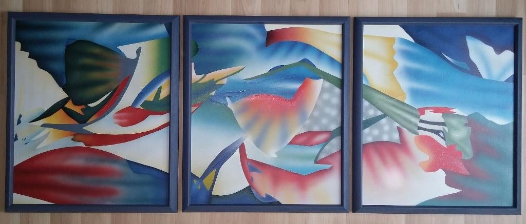 Drie abstracte schilderijen, Ophalen of Verzenden