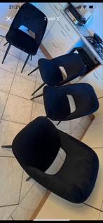 4 Zwarte Kwantum Eetkamerstoelen, Ophalen, Gebruikt, Zwart, Vier