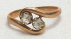 Antiek ring diamant bypass roos., Ophalen of Verzenden, Goud, Ring, Met edelsteen