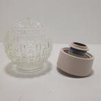 Vintage Plafondlamp met Glazen Kap, Gebruikt, ., Ophalen of Verzenden, Mid Century