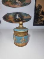 Oude blauwe florentijns florentijnse Italiaans houten pot, Antiek en Kunst, Curiosa en Brocante, Ophalen of Verzenden
