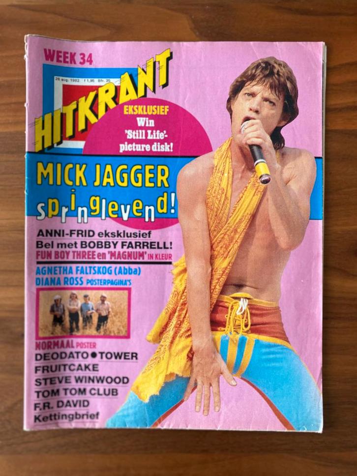 Hitkrant (26 Augustus 1982 - Week 34) | ‘Mick Jagger’ Cover, Boeken, Tijdschriften en Kranten, Gelezen, Muziek, Film of Tv, Ophalen of Verzenden
