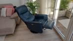 Hjort Knudsen elektrische relax fauteuil donker blauw leder, Huis en Inrichting, Fauteuils, Gebruikt, Leer, Ophalen of Verzenden