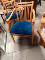 5 eetkamerstoelen met armleuning, Ophalen, Gebruikt, Blauw, Stof
