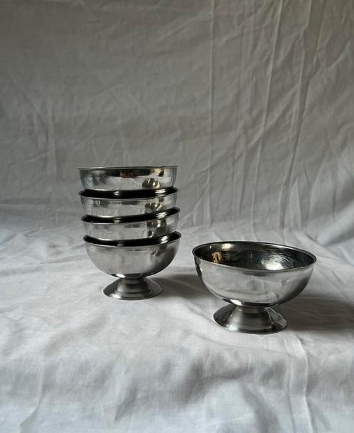 Vintage Franse RVS ijscoupes | klassieke coupe | jaren 70, Huis en Inrichting, Keuken | Servies, Overige typen, Overige stijlen