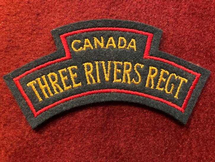 Canadese WW2 Three Rivers Regiment Schouderembleem, Verzamelen, Militaria | Algemeen, Landmacht, Embleem of Badge, Overige gebieden