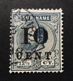 Suriname NVPH 30 Hulpuitgifte opdruk 10CENT op Willem III, Postzegels en Munten, Postzegels | Suriname, Ophalen, Gestempeld