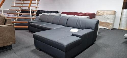 Nieuwe trendy hoekbank zwart lederlook loungebank, Huis en Inrichting, Banken | Bankstellen, Nieuw, Vierpersoons of meer, 250 tot 300 cm