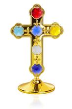 24-karaats goud verguld kruis versierd met gekleurde Bohemia, Pjmink@casema.nl, Nieuw, Ophalen of Verzenden, Mvm detalhandel