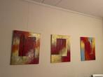 3 Schilderijen Rood/Oranje/Geel - 50x60cm, Ophalen of Verzenden