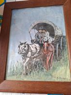 schilderij paard en wagen   1950, Antiek en Kunst, Kunst | Schilderijen | Klassiek, Ophalen of Verzenden