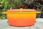 Vintage gietijzeren kwaliteits pan kleur oranje rood, Huis en Inrichting, Keuken | Potten en Pannen, Gietijzer, Ophalen of Verzenden
