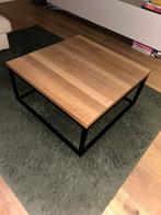 Salon tafel 80x80 eikenhout met zwart metalen onderstel, Ophalen, Vierkant, Eikenhout, Minder dan 50 cm