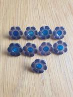 9 blauwe bloemvormige knopen, Ophalen of Verzenden, Nieuw, Knoop of Knopen
