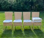 Vier rieten stoelen inclusief 6 witte kussens, Ophalen, Gebruikt, Overige kleuren, Riet of Rotan