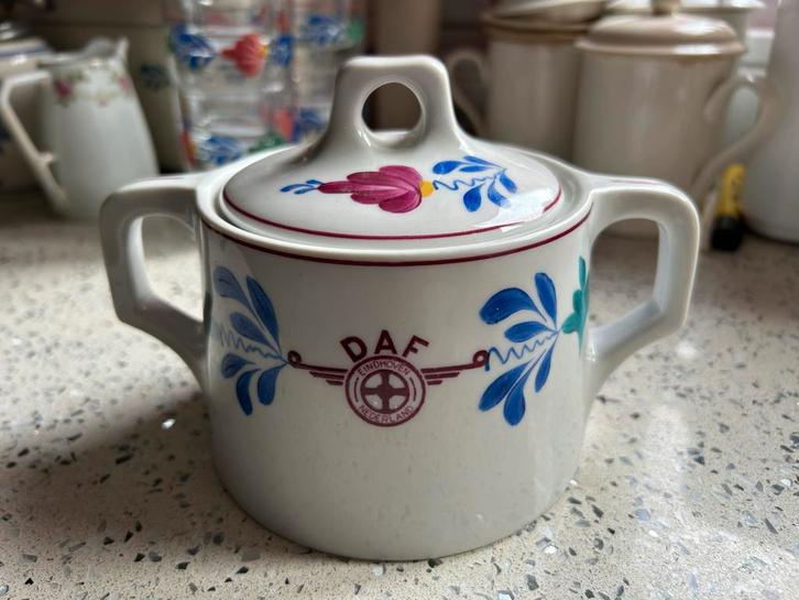 Supergrote Antieke DAF Suikerpot boerenbont Porselein, Antiek en Kunst, Antiek | Porselein, Ophalen of Verzenden