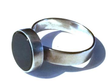 STERLING ZILVEREN ONYX RING #925 beschikbaar voor biedingen