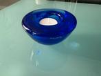 Kosta Boda blauw waxinelichtjehouder Atoll diameter 11 cm, Antiek en Kunst, Antiek | Glas en Kristal, Ophalen of Verzenden