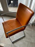 Oranje stoelen 6 stuks lederen fauteuils rvs frame, Ophalen of Verzenden, Zo goed als nieuw
