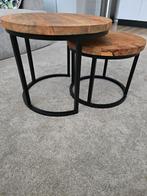 Mangohout Salon- bijzettafelset Twee- delig: € 45, Ophalen, Rond, Minder dan 55 cm, 45 tot 60 cm