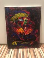 Kleurrijk doek vermoedelijk van Jurjen de Haan, Antiek en Kunst, Kunst | Schilderijen | Abstract, Ophalen