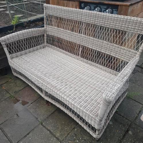 Rotan rieten tuinbank met kussens, Tuin en Terras, Tuinbanken, Gebruikt, Rotan, Ophalen of Verzenden