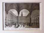 Antieke kleine gravure van de Beurs van Amsterdam,, Antiek en Kunst, Kunst | Etsen en Gravures, Ophalen of Verzenden