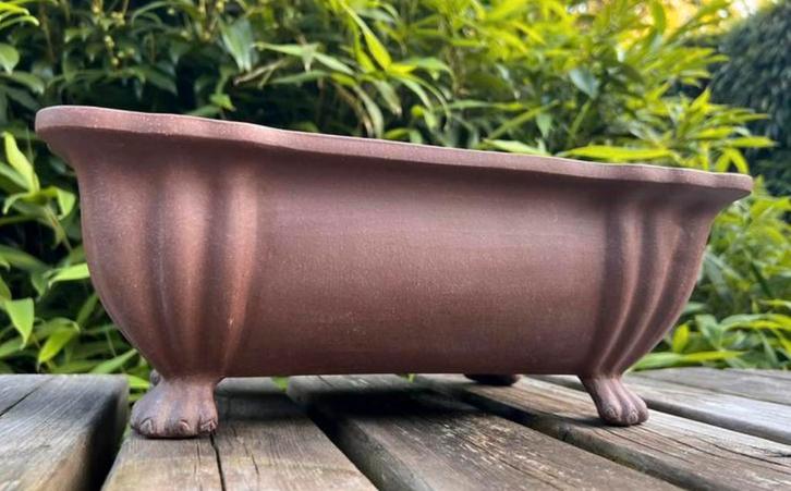 Bonsai schaal donker bruin gemerkt 34,3x26,7x13,5, Tuin en Terras, Bloempotten, Zo goed als nieuw, Aardewerk, Minder dan 40 cm