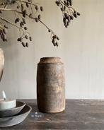 Oude houten pot kruik Aura Peeperkorn stoer sober landelijk, Huis en Inrichting, Woonaccessoires | Overige, Verzenden, Nieuw
