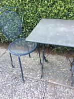 Franse bistro set gietijzer natuursteen, Tuin en Terras, Tuinsets en Loungesets, Ophalen, Gebruikt, Overige materialen, 2 zitplaatsen