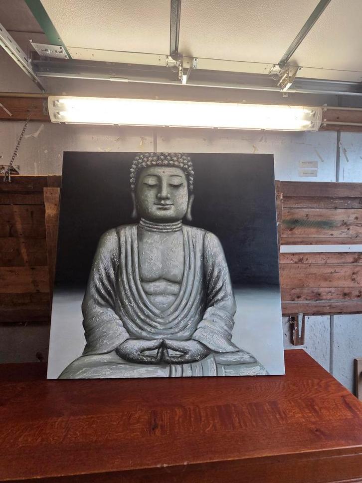 Boeddha Schilderij - Handgeschilderd 100x100, Antiek en Kunst, Kunst | Schilderijen | Klassiek, Ophalen
