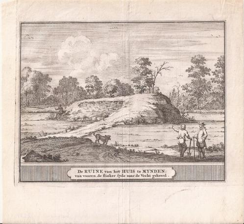 De RUINE van het HUIS te MYNDEN: van vooren, de slink Loenen, Antiek en Kunst, Kunst | Etsen en Gravures, Ophalen of Verzenden