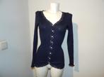 Rosemunde donker blauw vest met afwerking van kant L