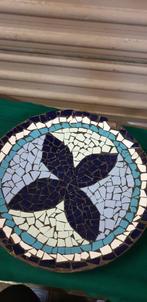 Mozaïek schaal blauw/wit op bamboe, rond, Ophalen of Verzenden, 'T Olde Gre-j, Info@toldegrej.nl, Endepoelstraat 20f Didam