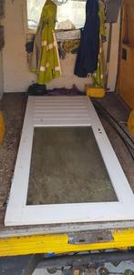 Buiten deur enkeldraabglas hardhout met 4 scharnieren, Ophalen, Gebruikt, Hout, 75 tot 150 cm