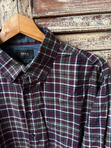 Brax geruit flanellen overhemd mt XL bordeaux rood beschikbaar voor biedingen